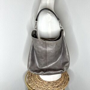 Gianni Chiarini shoulder bag Italian leather Slouchy Grey Hobo Purse top zipper